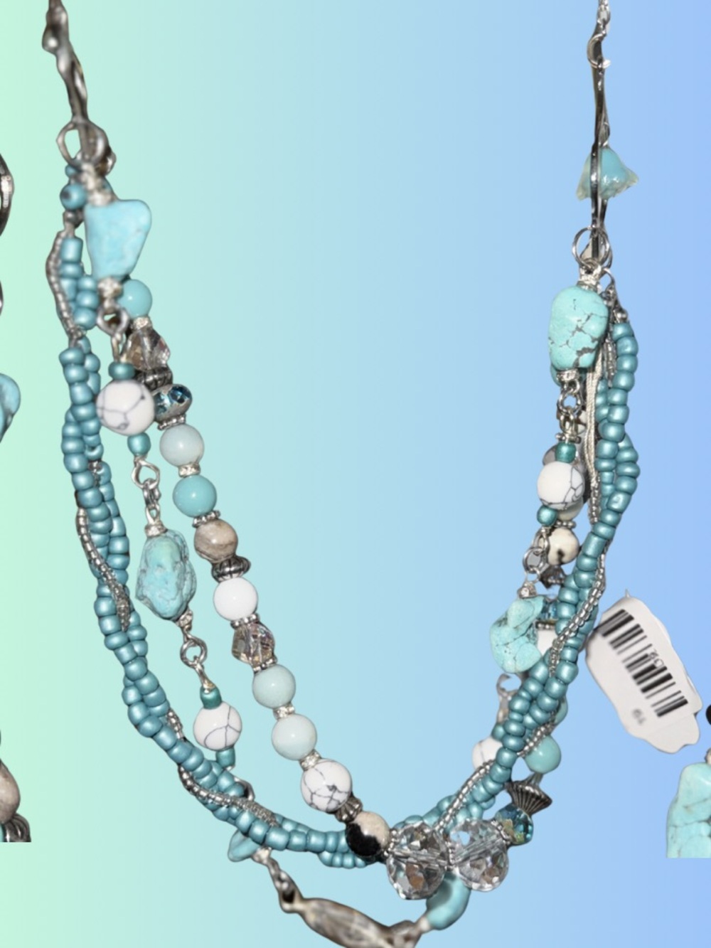 Multi-Strand Turquoise/Howlite Bead Necklace - Women Jewelry